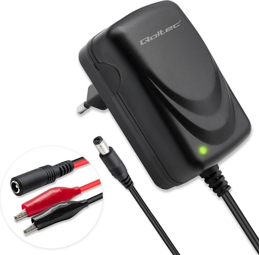 Inteligentna ładowarka akumulatorów AGM, GEL i STD 6V/12V z diodami LED, 6 W, wtyk 5.5×2.1 mm, przewód 1,8 m