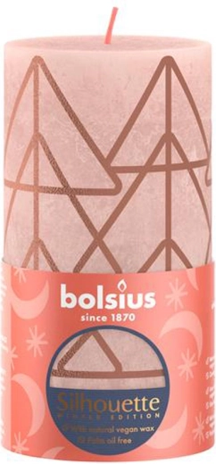 Rustykalna świeca 130 × 68 mm różowa/bursztynowa