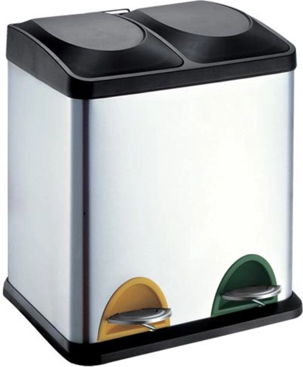 Kosz ze stali nierdzewnej do segregacji odpadów 30 l z pedałem