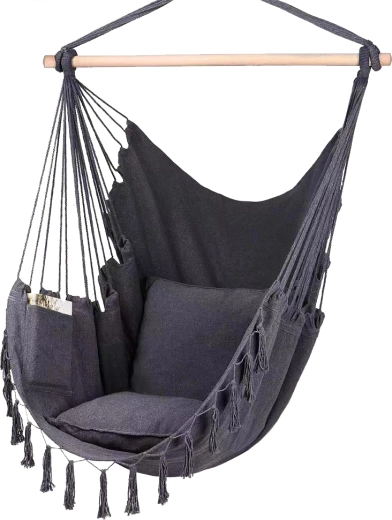 Wiszący brazylijski fotel LUA, czarny