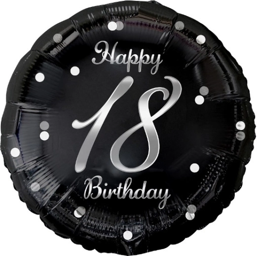 Foliowy balon Happy 18 Birthday czarny 18"