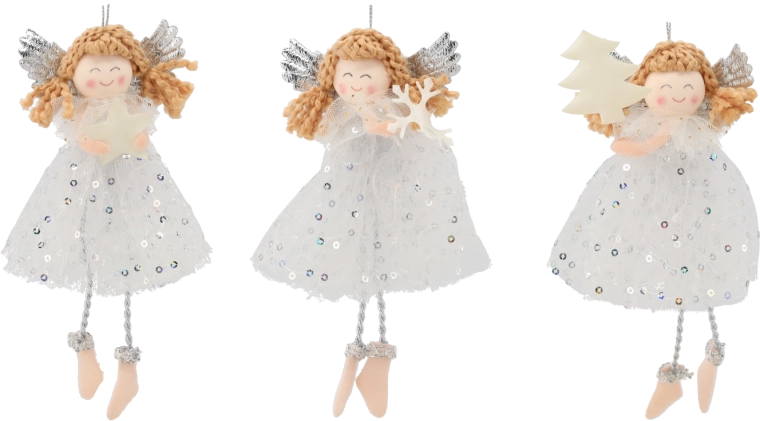 Bożonarodzeniowa wisząca ozdoba aniołek 7,5 × 16 cm (mix wzorów)