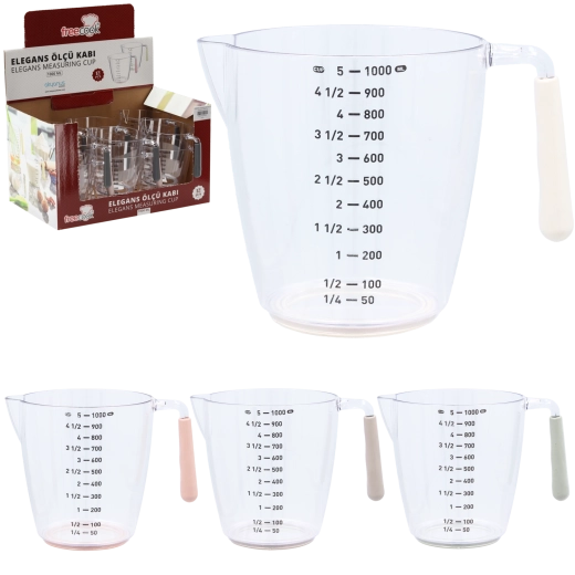 Plastowy dzbanek miarowy 1 l z uchwytem i dziobkiem