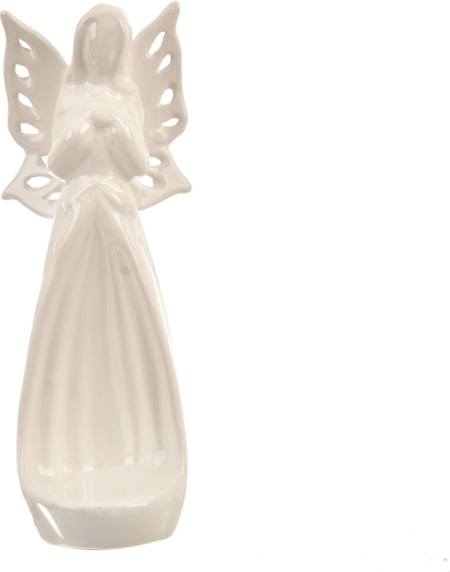 Ceramiczny anioł na tealight, biały perłowy