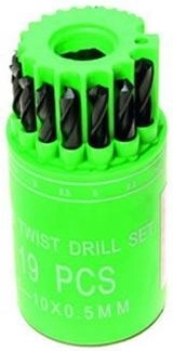 Zestaw wierteł do metalu HSS 1–10 mm, 19 części