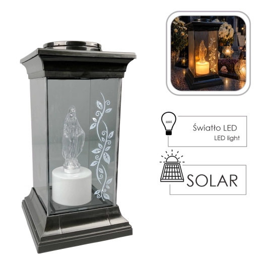 Solarny lampion z Matką Boską LED 28 cm