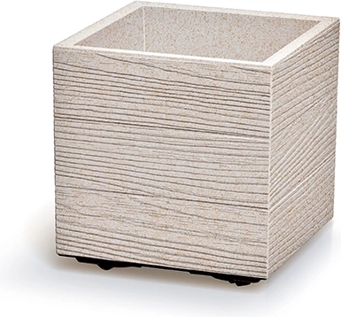 Donica Madera Square Eco Wood 29 cm, biała, plastik z ochroną UV
