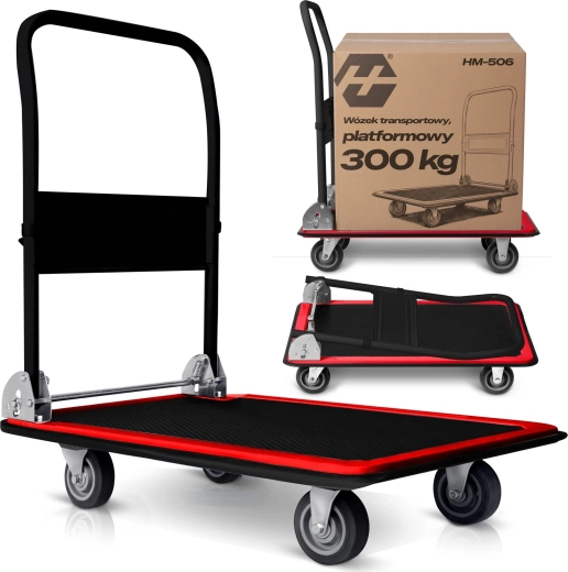Platformowy wózek transportowy Humberg czarno-czerwony