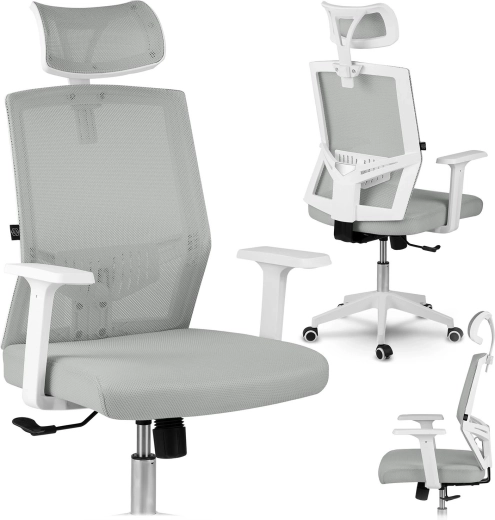 Ergonomiczne krzesło biurowe z mikrosiatki Sofotel Rotar, szare