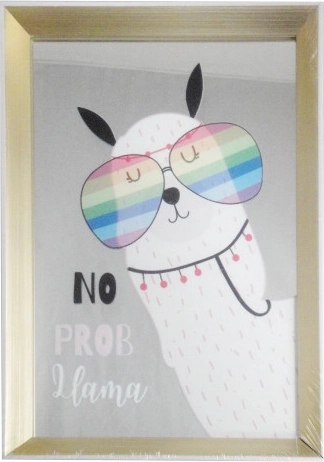 Obraz 20 × 30 cm w ramie z lustrem i lamą