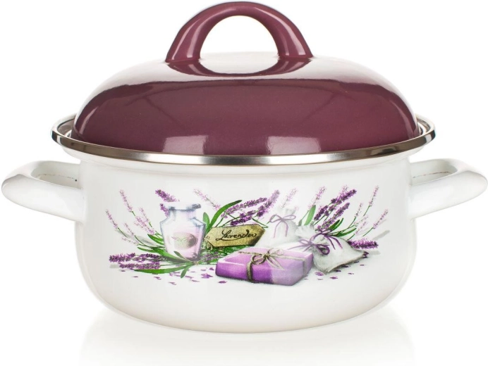 Emaliowany rondelek Lavender 20 cm z pokrywką 2,1 l