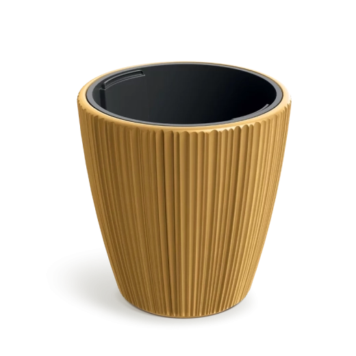 Doniczka ORO 24 cm musztardowa z wkładem