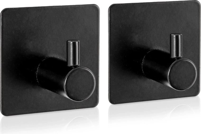 Samoprzylepny haczyk RADKA, czarny, 4,5 × 4,5 cm, 2 szt.