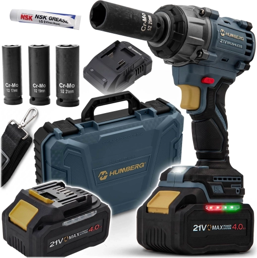 Humberg akumulatorowy klucz udarowy 21 V 650 Nm HM-441 z walizką