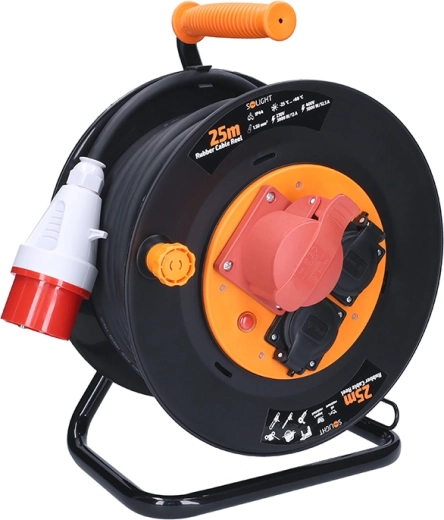 Solight przedłużacz bębnowy 25 m, 400 V + 230 V, IP44