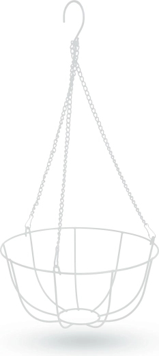 Wiszący metalowy kosz na doniczki 25 cm biały