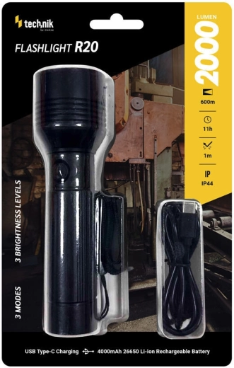 Technik mt-r20 ładowalna latarka z zoomem i USB-C (2000 lm) - 1 szt.