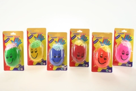 Antystresowa piłeczka z buźką i włoskami 8 × 5 cm