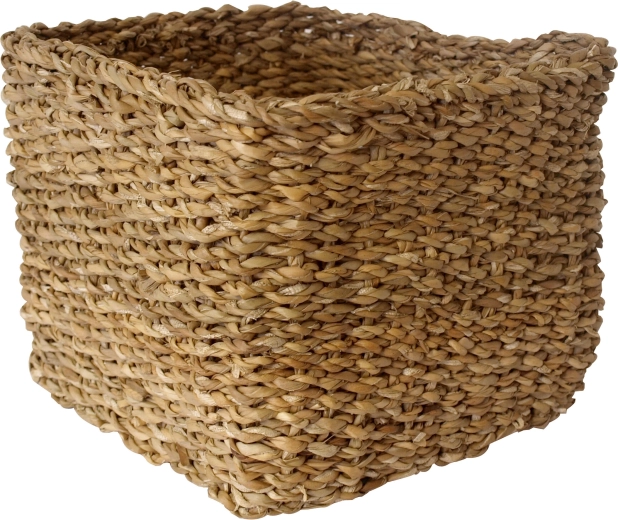 Kwadratowy wysoki koszyk z trawy morskiej 18 × 18 × 14 cm