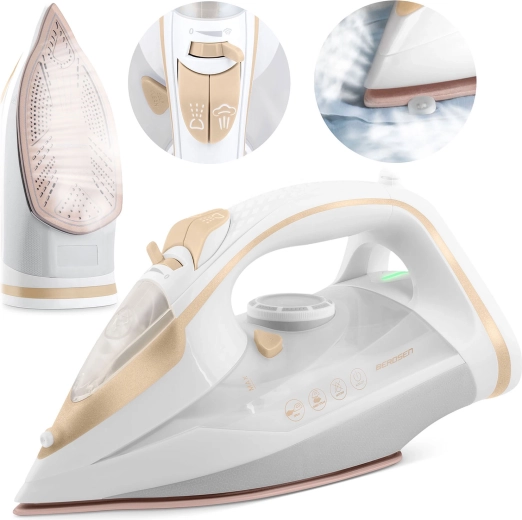 Żelazko parowe 3000 W Berdsen z ceramiczną stopą i pionowym wyrzutem pary