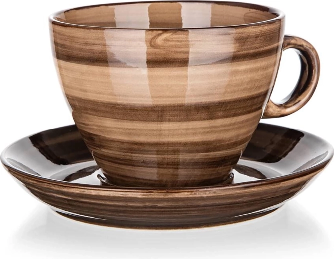 Ceramiczna filiżanka ze spodkiem 290 ml Palas brązowa