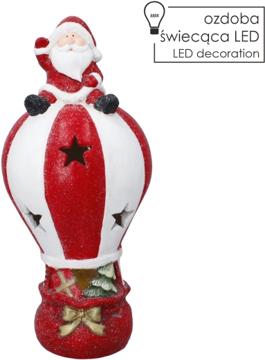Świąteczna figurka Mikołaj na balonie z oświetleniem LED