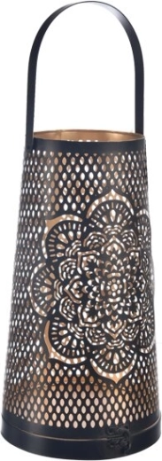 Metalowy świecznik Mandala czarny/złoty 20 cm