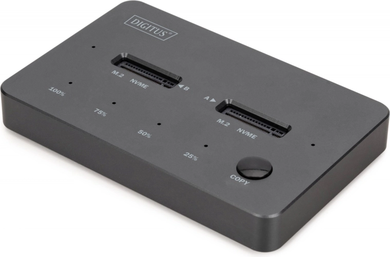 Stacja dokująca Digitus dla dysków SSD M.2 NVMe z klonowaniem offline, USB‑C 3.2 Gen 2 10 Gb/s, czarna