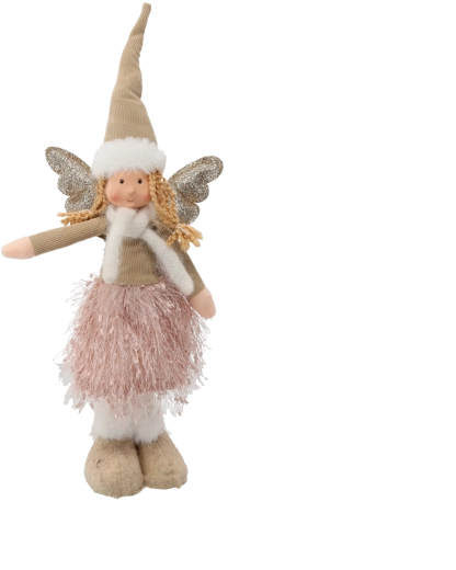 Świąteczny anioł 45 cm w beżowym kolorze
