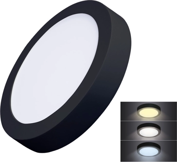 Solight natynkowy mini panel LED CCT 18 W, okrągły, czarny