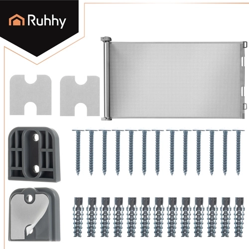 Rozsuwana bramka bezpieczeństwa do drzwi i schodów RUHHY, szara, do szerokości 157 cm
