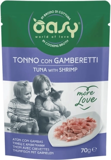 Oasy More Love saszetka dla kotów tuńczyk z krewetkami 70 g