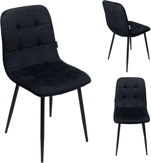 Czarne welurowe tapicerowane krzesło do jadalni w stylu loft - 1 szt.