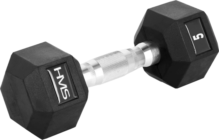 HMS gumowana hantla heksagonalna HEX PRO 5 kg