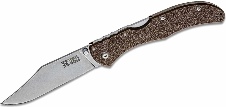 Składany nóż Cold Steel Range Boss 10,2 cm, stonewash, brązowy, z klipsem do kieszeni
