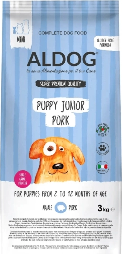 Aldog Puppy-Junior Pork Mini granulat dla szczeniąt małych ras, wieprzowina 3 kg