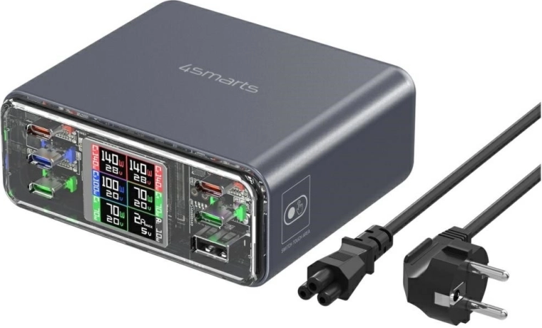 Biurkowa ładowarka 4smarts Lucid GaN DIY 360 W, 5× USB‑C + 1× USB‑A