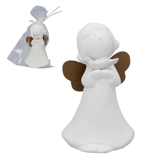 Aniołek z gołębicą 11 cm – dekoracyjna figurka ceramiczna