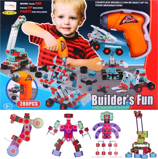 Mega konstruktor z wiertarką – zestaw konstrukcyjny 280 elementów