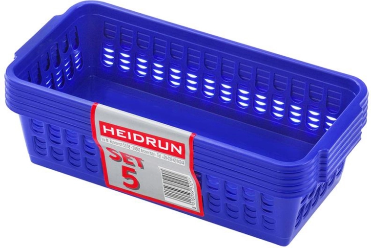 Plastowe koszyki HEIDRUN 20,5 × 10 × 6,5 cm, zestaw 5 szt., mix kolorów