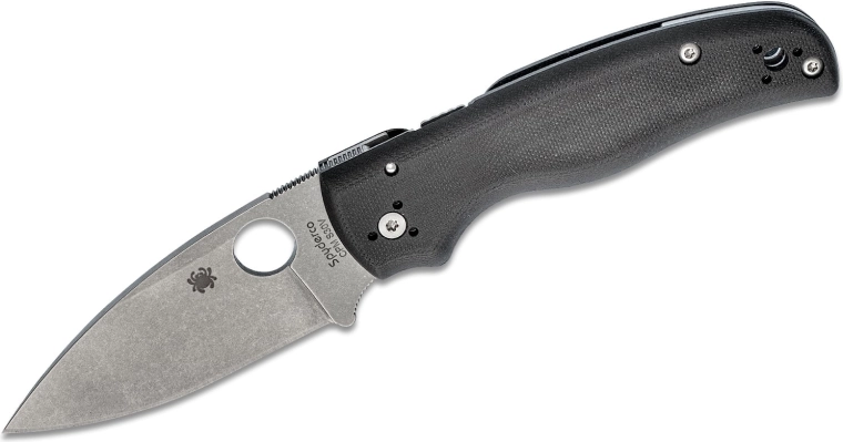 Nóż składany SPYDERCO Shaman, głownia stonewash, czarna rękojeść G10