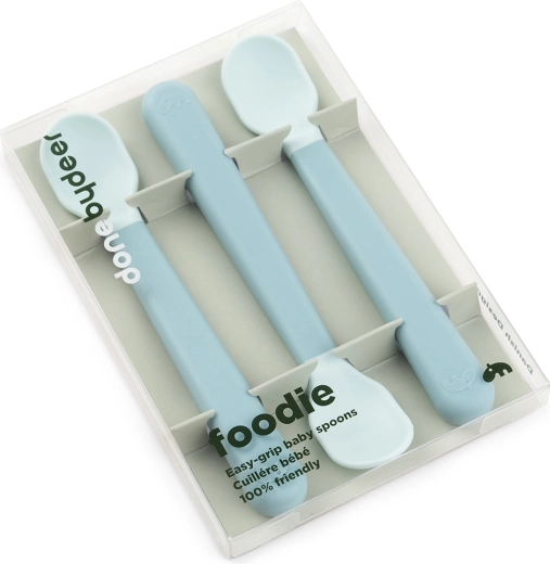 Done by Deer łyżeczki dziecięce Easy-grip Foodie niebieskie 3 szt.