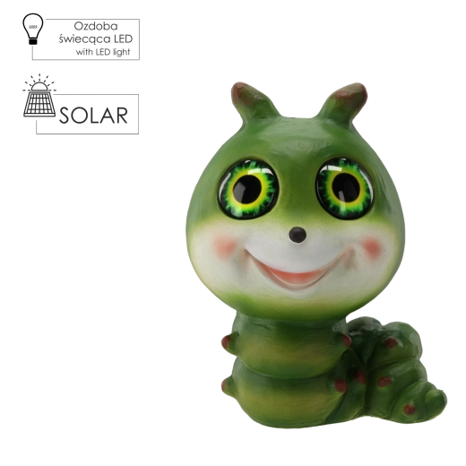Figurka ogrodowa gąsienicy z solarnym oświetleniem LED 20,5 × 17 × 27 cm