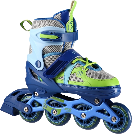 Rolki NILS Extreme niebiesko‑zielone, regulowane – S (31–34)