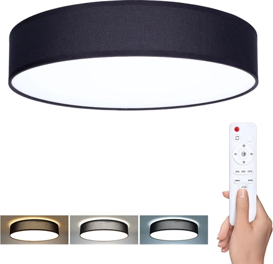 Solight LED-owa lampa sufitowa i ścienna Penley z pilotem, 48 W, 47 cm, czarna