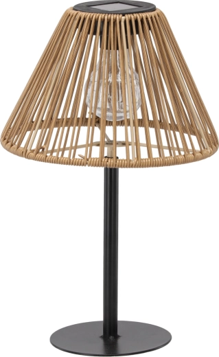 Solarna lampa stołowa z rattanowym abażurem 33 cm, brązowa