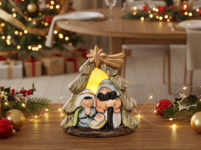 Świąteczna szopka w kształcie choinki z oświetleniem LED 11,5 cm