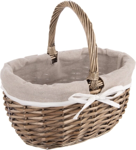 Wiklinowy kosz piknikowy z materiałową wkładką 32,5 × 24 × 32 cm