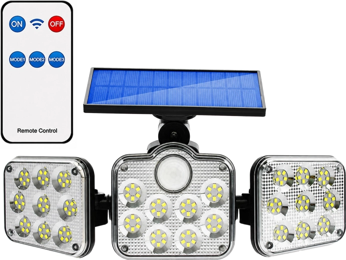 Solarna ogrodowa lampa LED z czujnikiem ruchu i zmierzchu oraz pilotem zdalnego sterowania