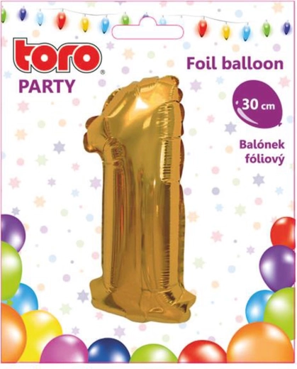 Balon foliowy cyfra 1, 30 cm, złoty